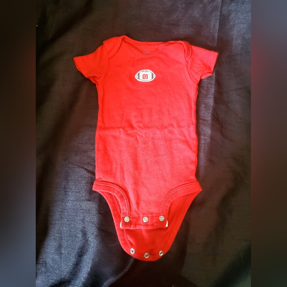 Carter's red 01 football diaper shirt 3m